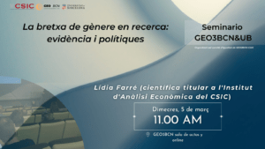 GEO3BCN Seminar | Bretxes de gènere en recerca: evidència i polítiques